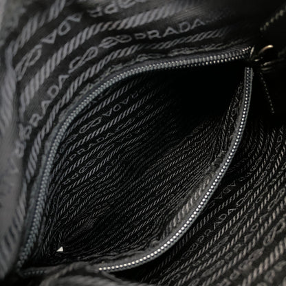 PRADA Triangle Logo Front Buckle Shoulder bag Black Vintage cxgmd6
