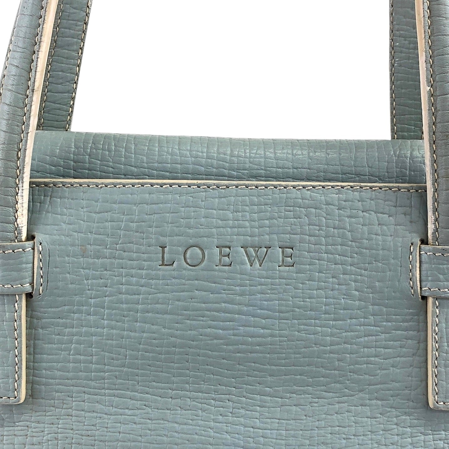 LOEWE Logo Embossed Handbag Light Blue Vintage htyeej