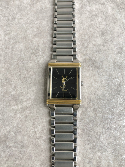 Yves Saint Laurent YSL Logo Watch Silver 5421-H04724Y Vintage 236tmu