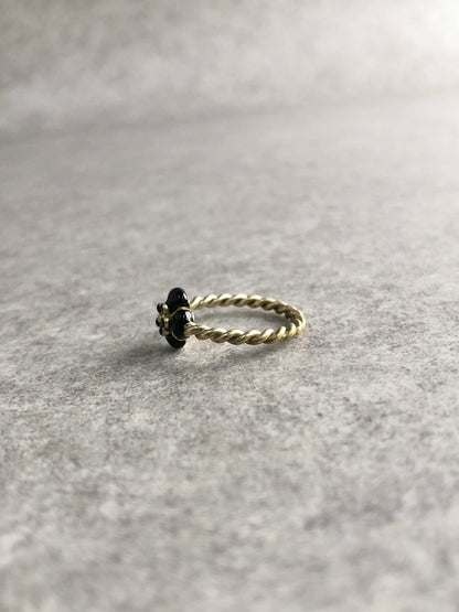 CHANEL Camellia Ring Gold Vintage 55upc6