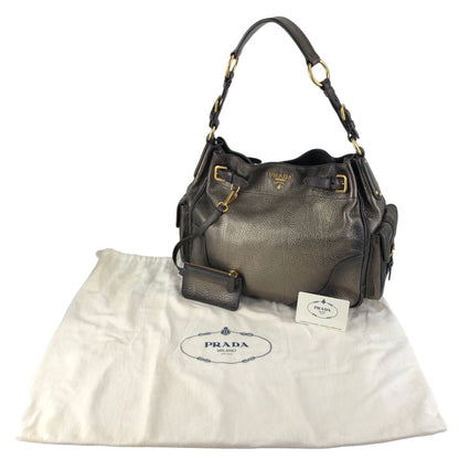 PRADA Logo Side Pocket Two-way Handbag Shoulder bag Bronze Vintage fiftw3