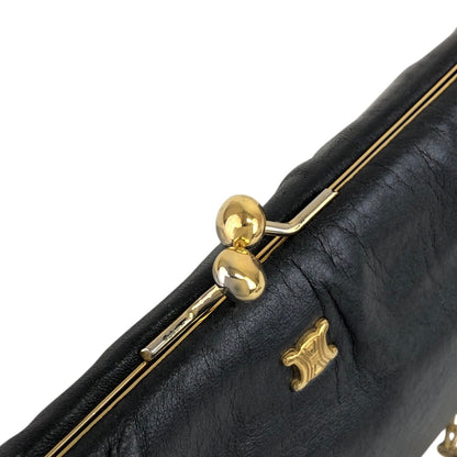 CELINE Triomphe Metal Clasp Chain Shoulder bag Black Vintage nc5c3h