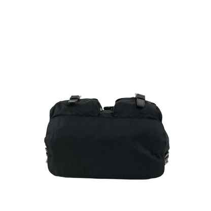 PRADA Tessuto Triangle Logo Double Pocket Backpack Black Vintage mehbr8