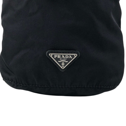 PRADA Tessuto Triangle Logo Drawstring Small Handbag Black Vintage 8t7zbv