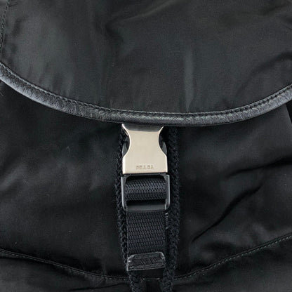 PRADA Tessuto Triangle Logo Front Buckle Backpack Black Vintage pyct8y