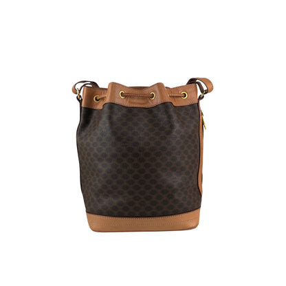 CELINE Macadam Blason Drawstring Shoulder bag Brown Vintage 7ce2it
