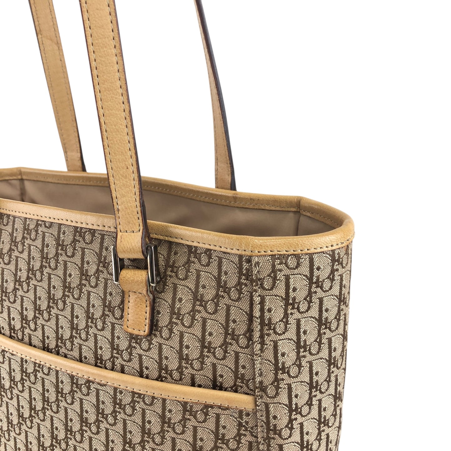 Christian Dior Trotter Handbag Totebag Beige Vintage tniizt