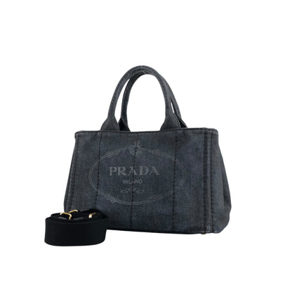 PRADA Canapa Two-way Handbag Shoulder bag Black Vintage ngejs5
