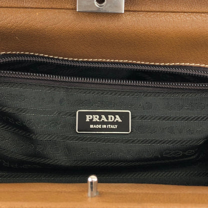 PRADA Metal Clasp Handbag Brown Vintage d6nuka