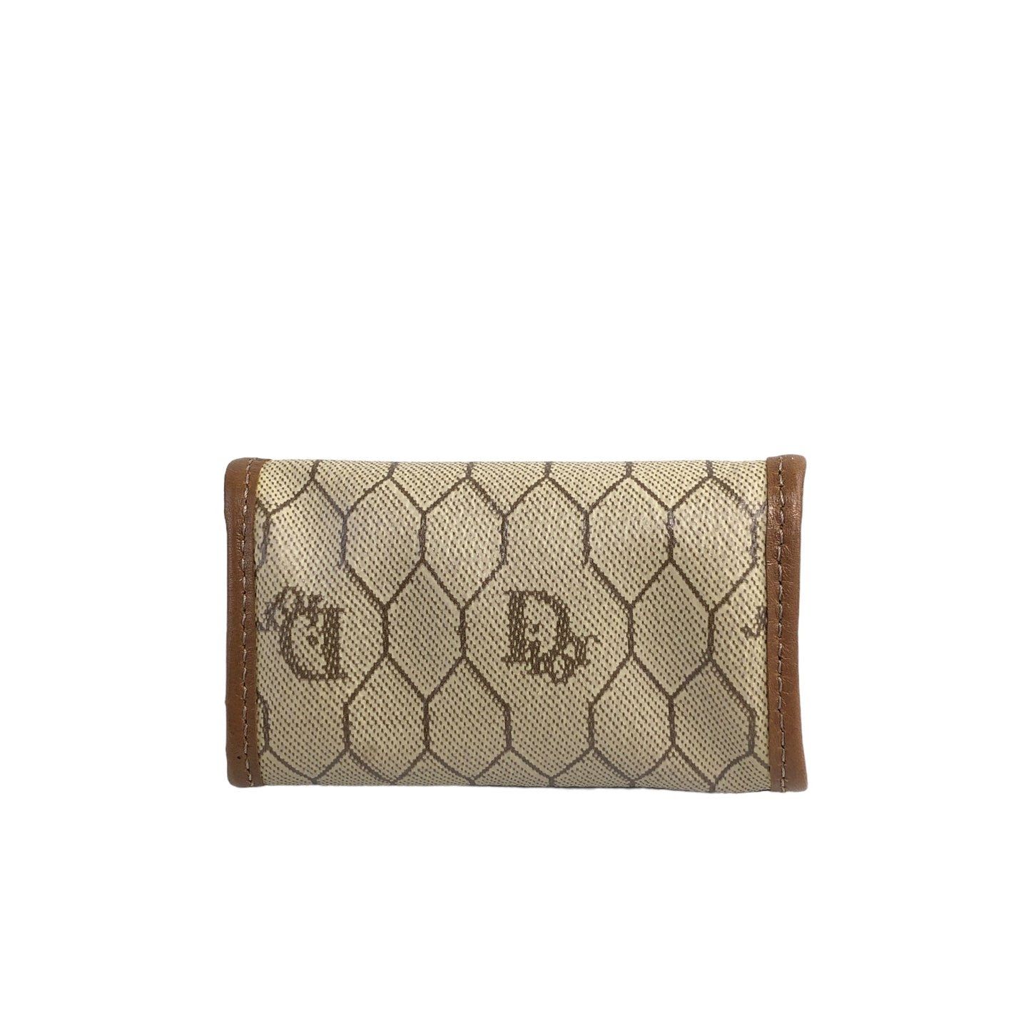 Christian Dior Honeycomb Metal Clasp Coin Purse Beige Vintage gigs33