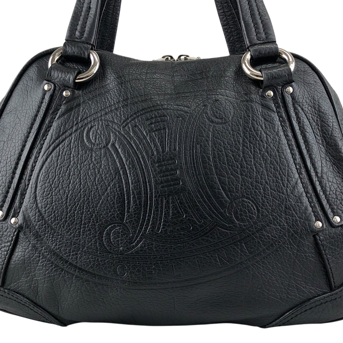 CELINE Blason Small Boston bag Handbag Black Vintage 2bg7ri