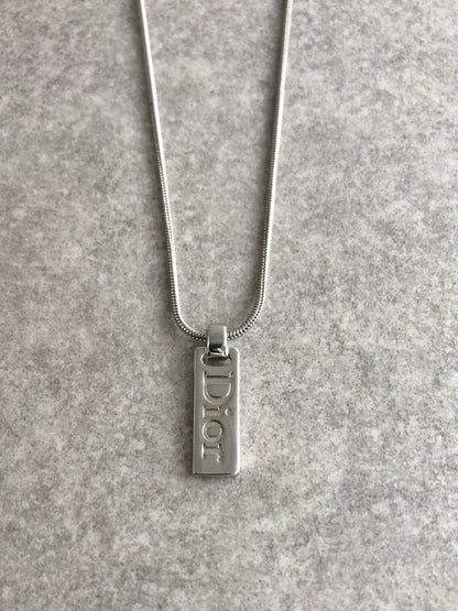 Christian Dior Logo Motif Necklace Silver Vintage 8jdr7j