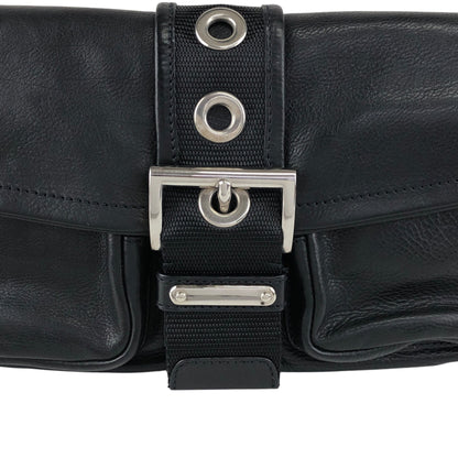 PRADA Triangle Logo Front Buckle  Shoulder bag Black Vintage  wsw3t2