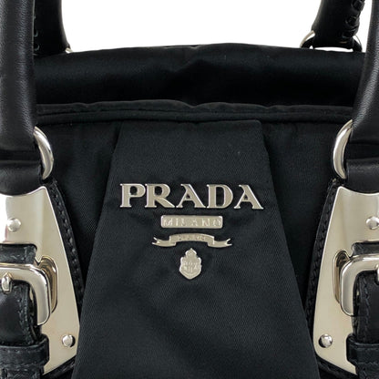 PRADA Logo Boston bag Handbag Black Vintage jipcs2