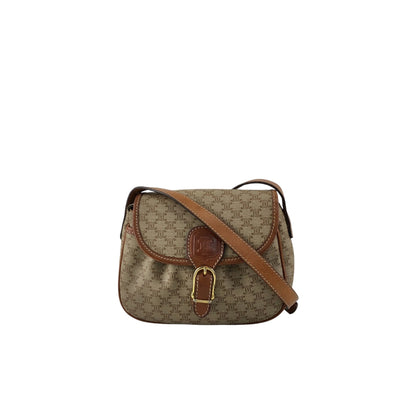 CELINE Macadam Triomphe Front Buckle Shoulder bag Beige Vintage xwff8x