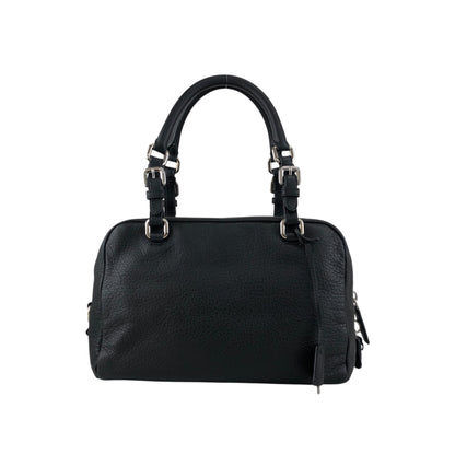 PRADA Logo Embossed Small Boston bag Handbag Black Vintage sdau3h