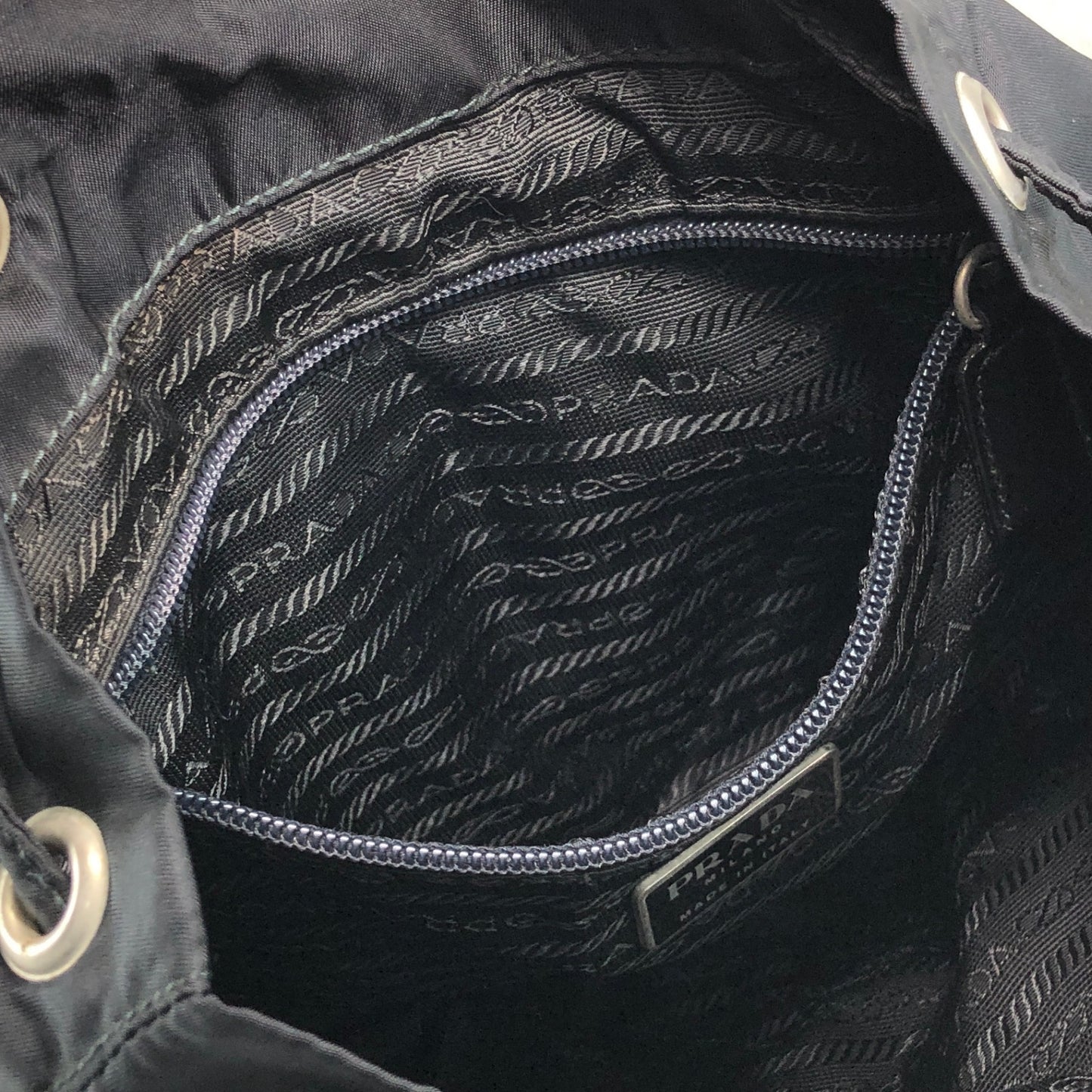 PRADA Tessuto Triangle Logo Front Buckle Backpack Black Vintage 3nkejc