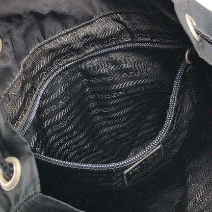 PRADA Tessuto Triangle Logo Front Buckle Backpack Black Vintage 3nkejc