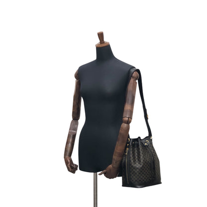 CELINE Macadam Blason Drawstring Shoulder bag Black Vintage ruunby