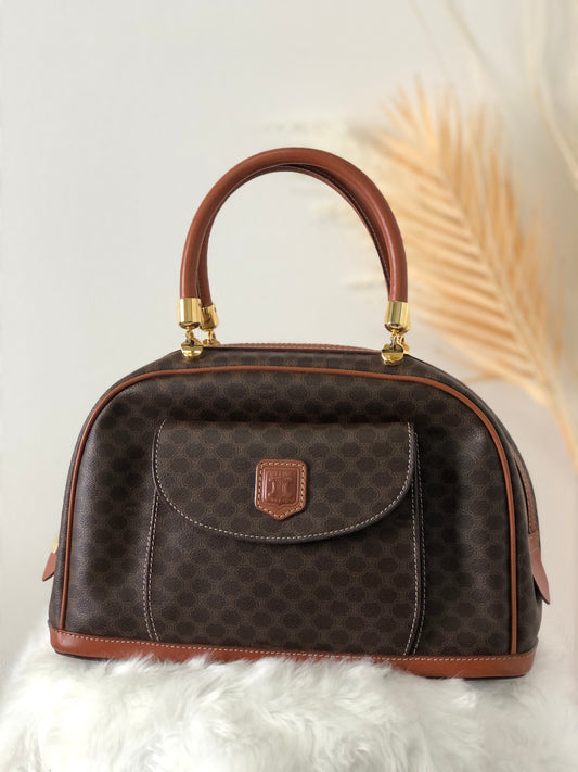 CELINE Macadam Blason Handbag Brown Vintage abym72