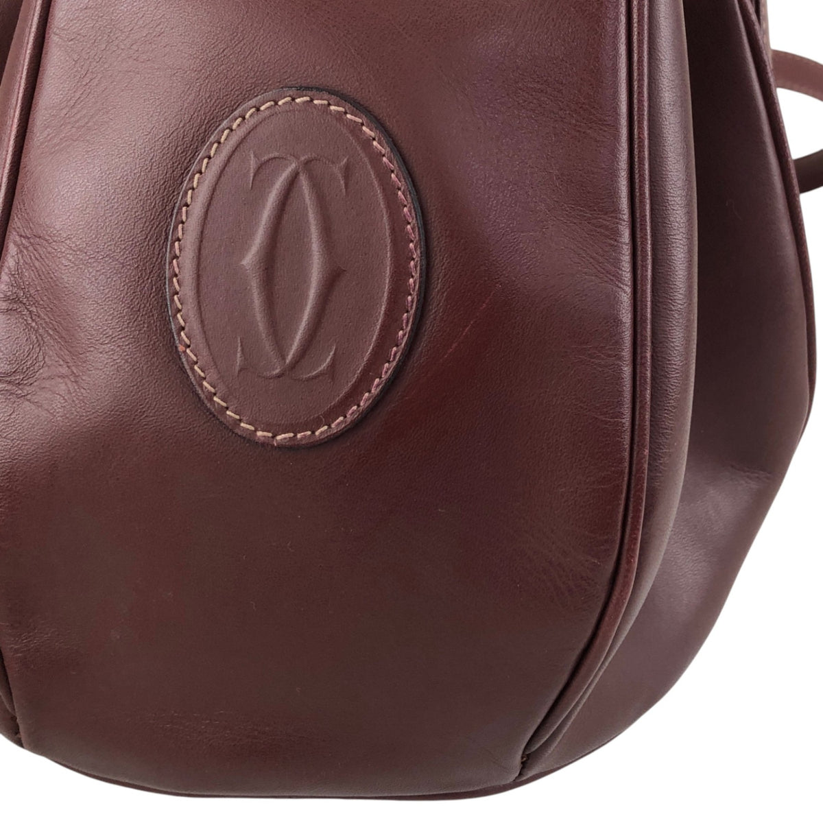 Cartier Logo Embossed Drawstring Shoulder bag Bordeaux Vintage r3iyaj