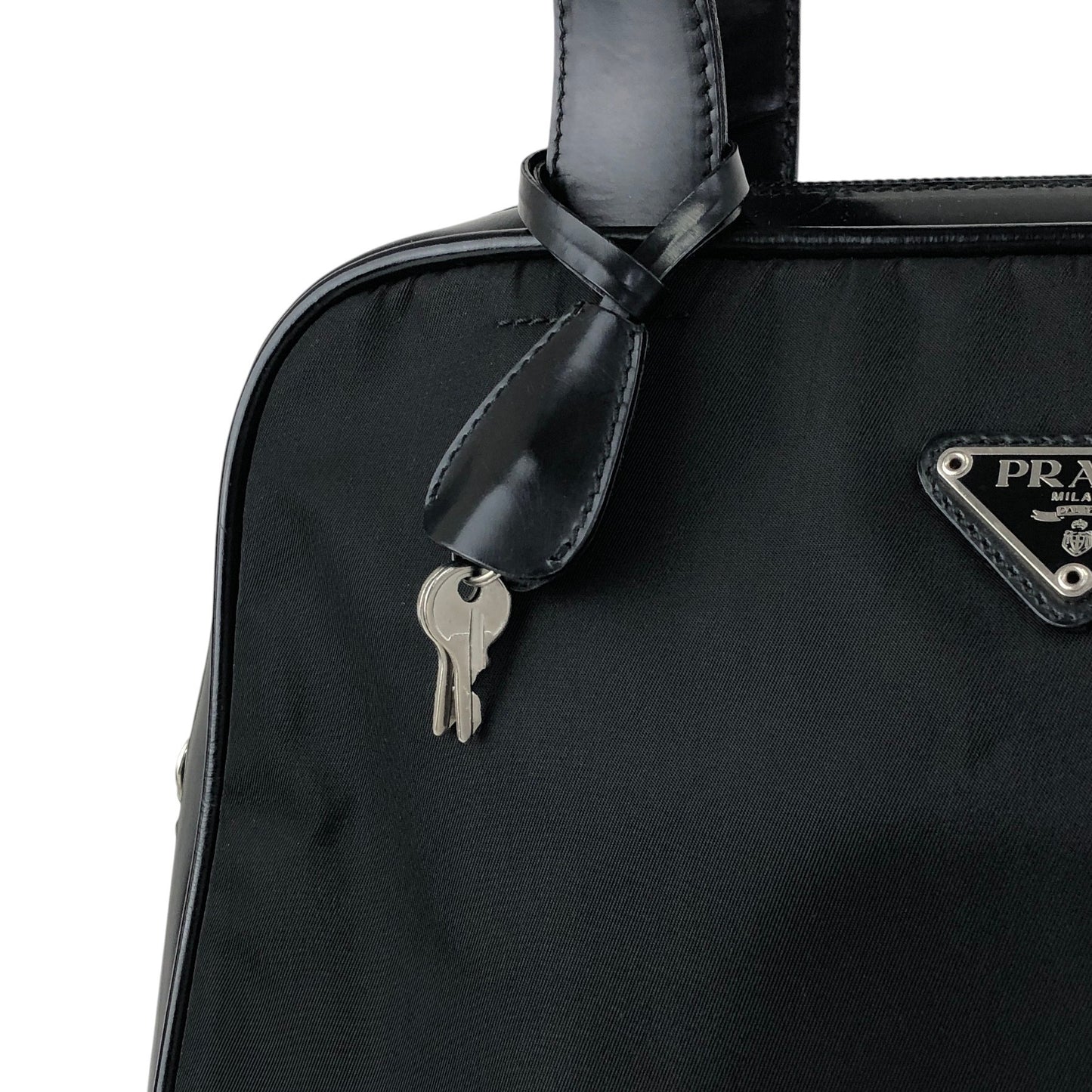 PRADA Tessuto Triangle Logo Handbag Black Vintage 3er6ru