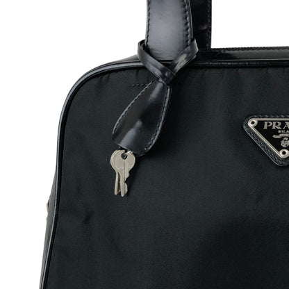 PRADA Tessuto Triangle Logo Handbag Black Vintage 3er6ru