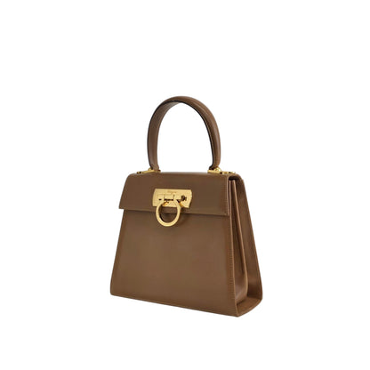 Salvatore Ferragamo Gancini Two-way Handbag Shoulder bag Brown Vintage 6t6kdf