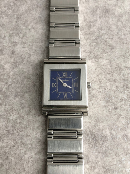 Yves Saint Laurent Logo Quartz Watch Silver Vintage c2rgcx