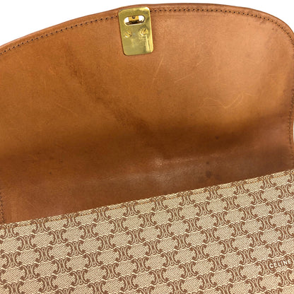CELINE Macadam Blason Crossbody Shoulder bag Beige Vintage 3ucgmn