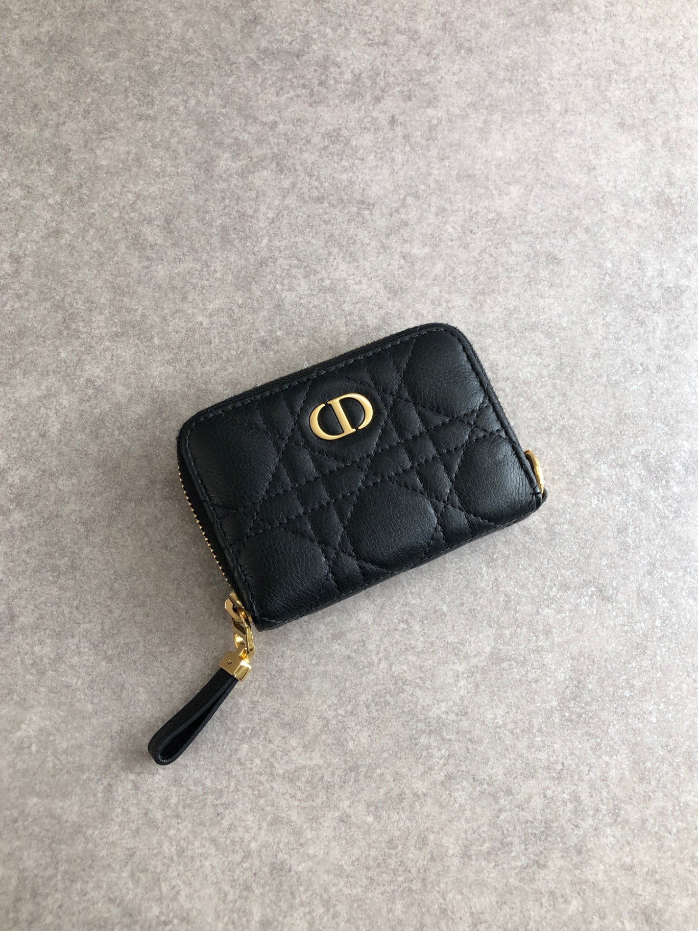 Christian Dior CD Logo Coin Purse Black Vintage hhfipp