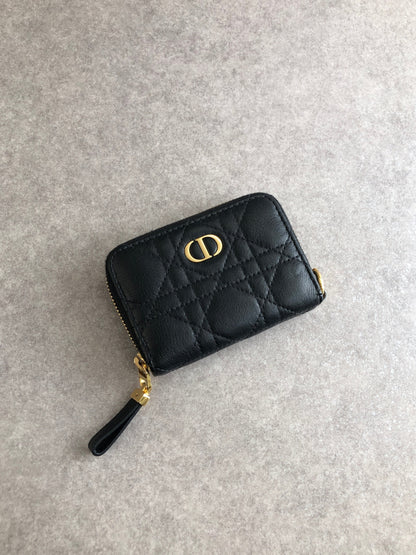 Christian Dior CD Logo Coin Purse Black Vintage hhfipp
