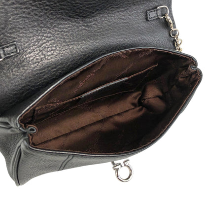 Salvatore Ferragamo Gancini Chain Shoulder bag Black Vintage sj8amk