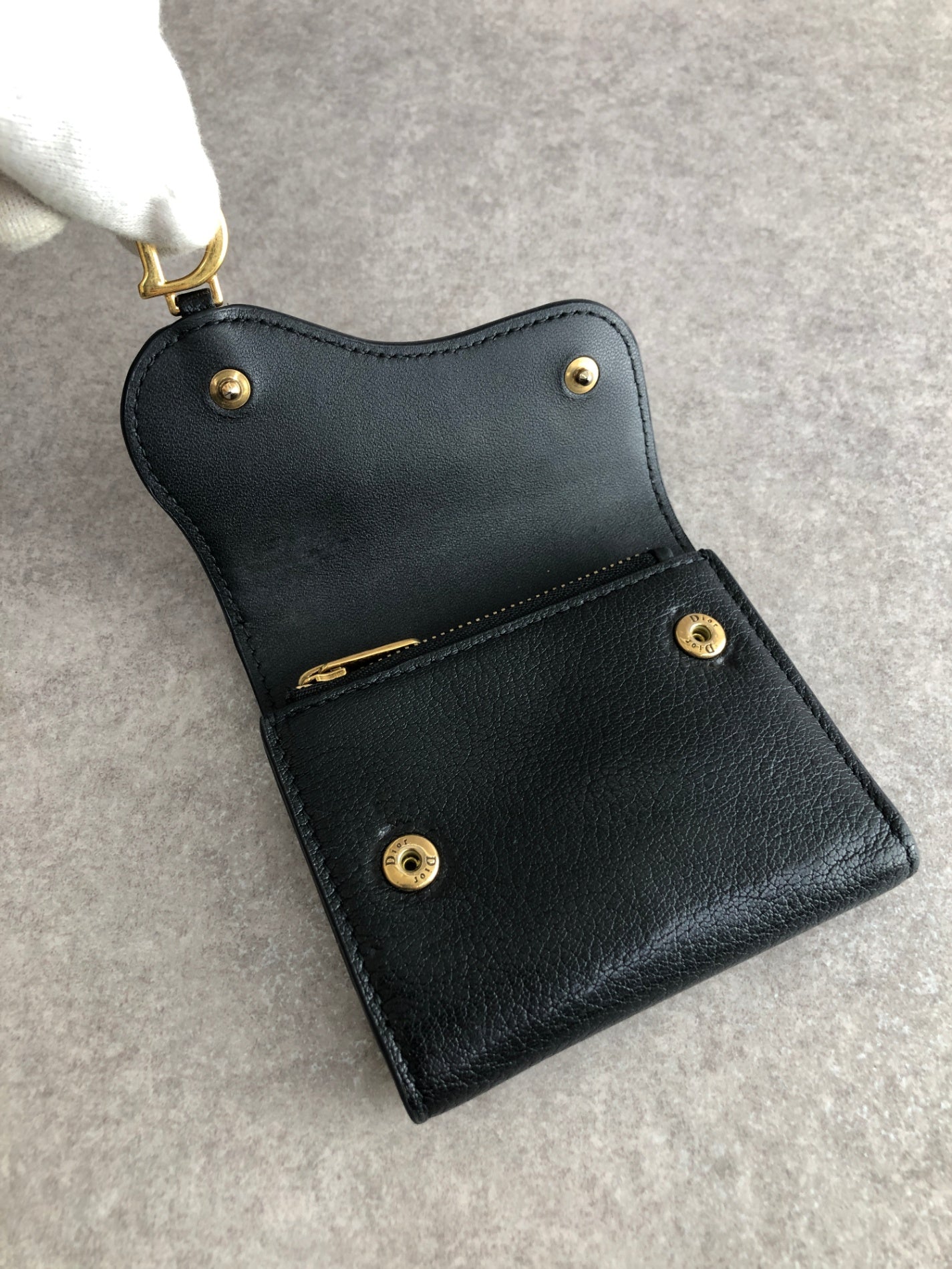 Christian Dior Logo Trifold Wallet Black Vintage 65wdpi