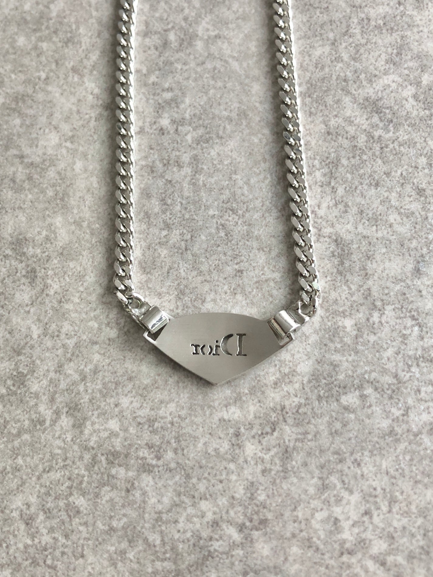 Christian Dior Logo Motif Necklace Silver Vintage wjd284