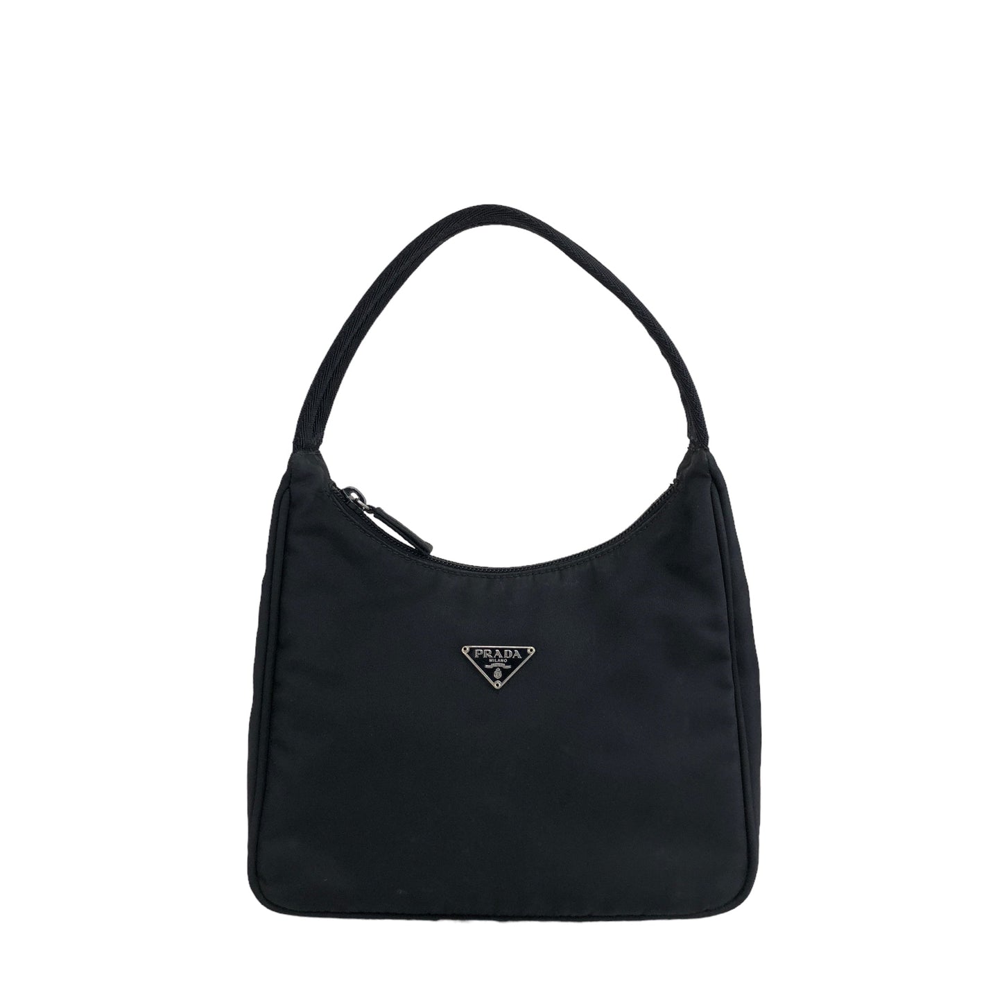 PRADA Triangle Logo Nylon Small Handbag Black Vintage msanyx