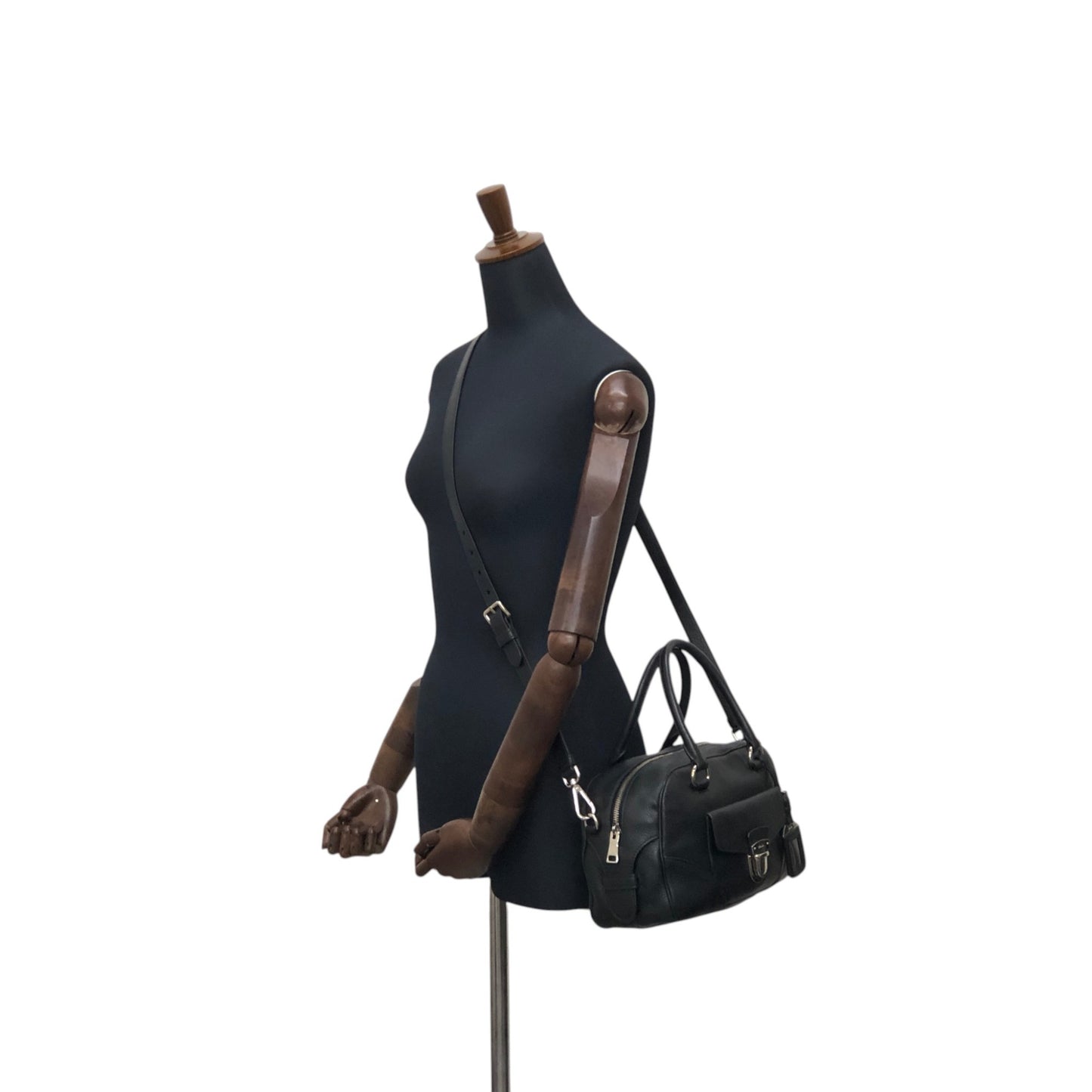 PRADA Logo Two-way Small Boston bag Shoulder bag Black Vintage 6yvxeb