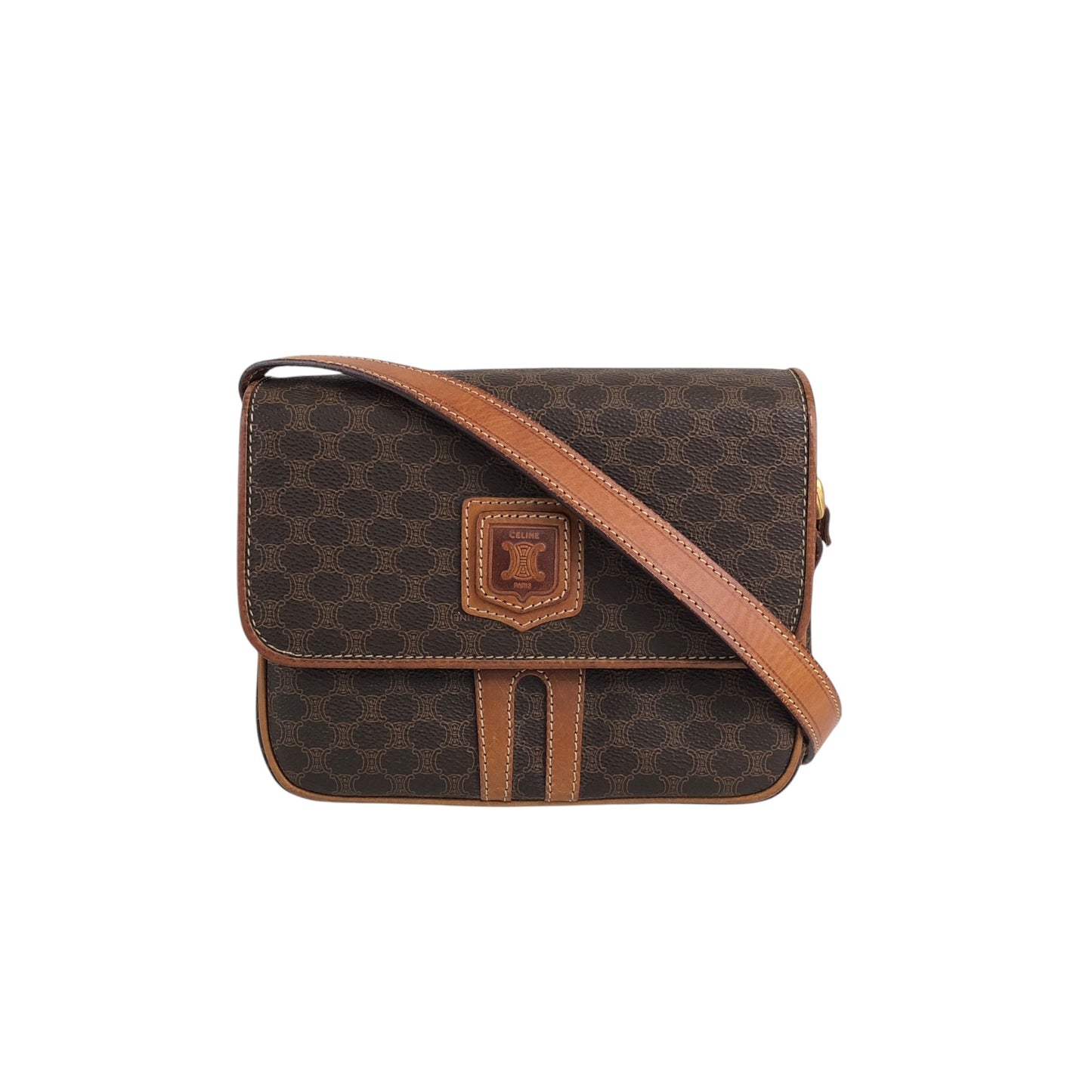CELINE Macadam Blason Shoulder bag Brown Vintage et4dj5