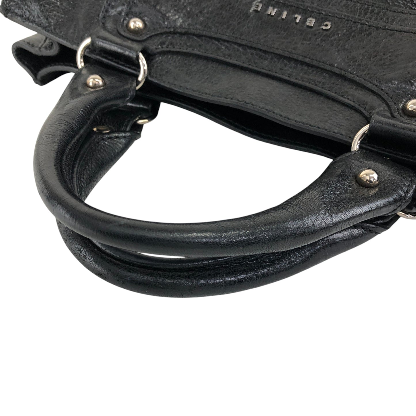 CELINE Horse Carriage Handbag Black Vintage 4s4jvv