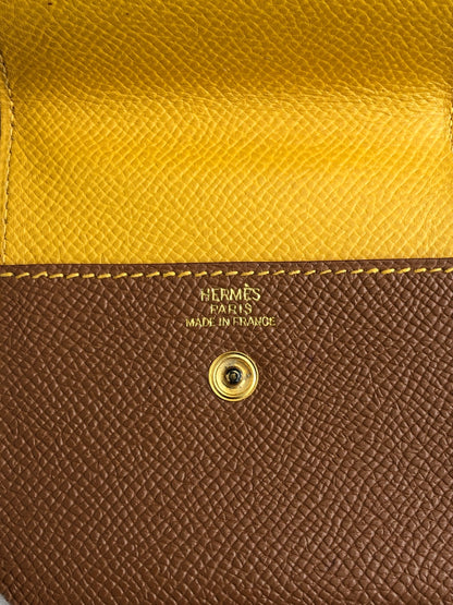 HERMES Card holder Brown Vintage 8sjvrs