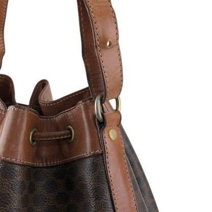 CELINE Macadam Blason Drawstring Shoulder bag Brown Vintage jpnyxd