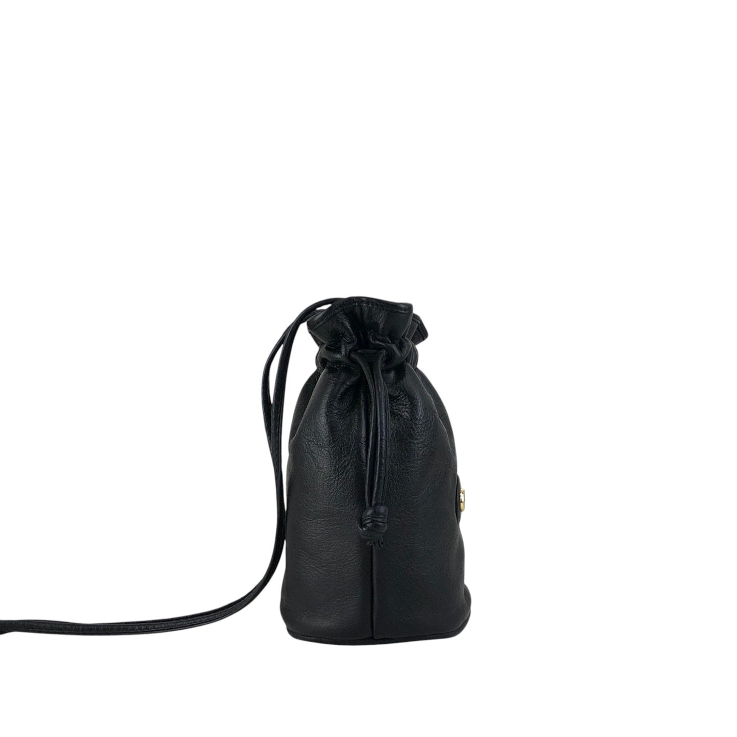 Christian Dior CD Logo Drawstring Shoulder bag Black Vintage h6xtv8