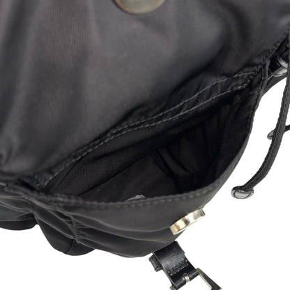 PRADA Tessuto Triangle Logo Double Pocket Backpack Black Vintage 8fef48