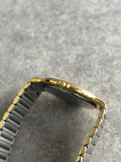 Yves Saint Laurent YSL Logo Quartz Watch Silver×Gold 2823-268440 Vintage 43tt8e