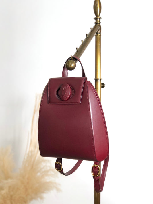 Cartier Turn Lock Backpack Bordeaux Vintage 4bx5iv