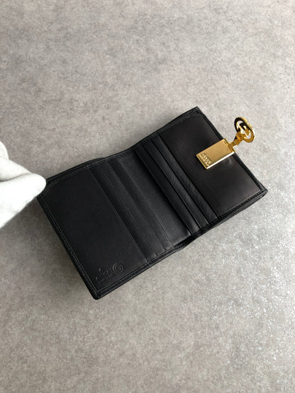 GUCCI GG logo Folded Wallet Black Vintage iy8zet
