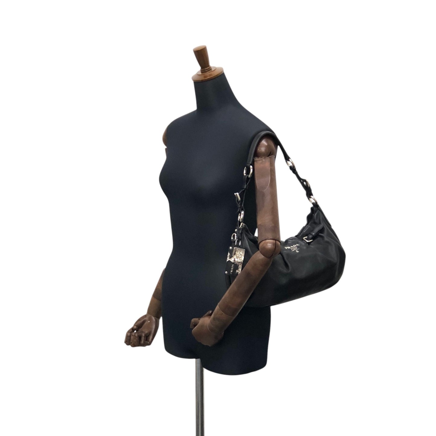 PRADA Logo Shoulder bag Black Vintage en8d2i