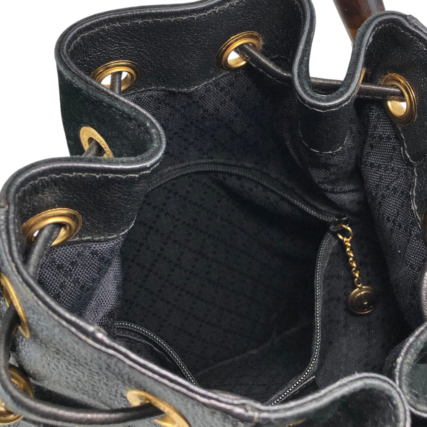 GUCCI Bamboo Two-way Handbag Shoulder bag Black Vintage egseba