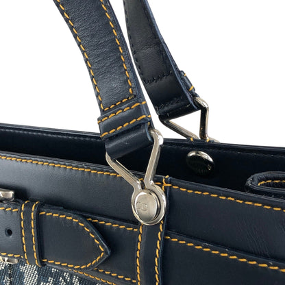 Christian Dior Trotter Front Buckle Handbag Navy Vintage nk2ius