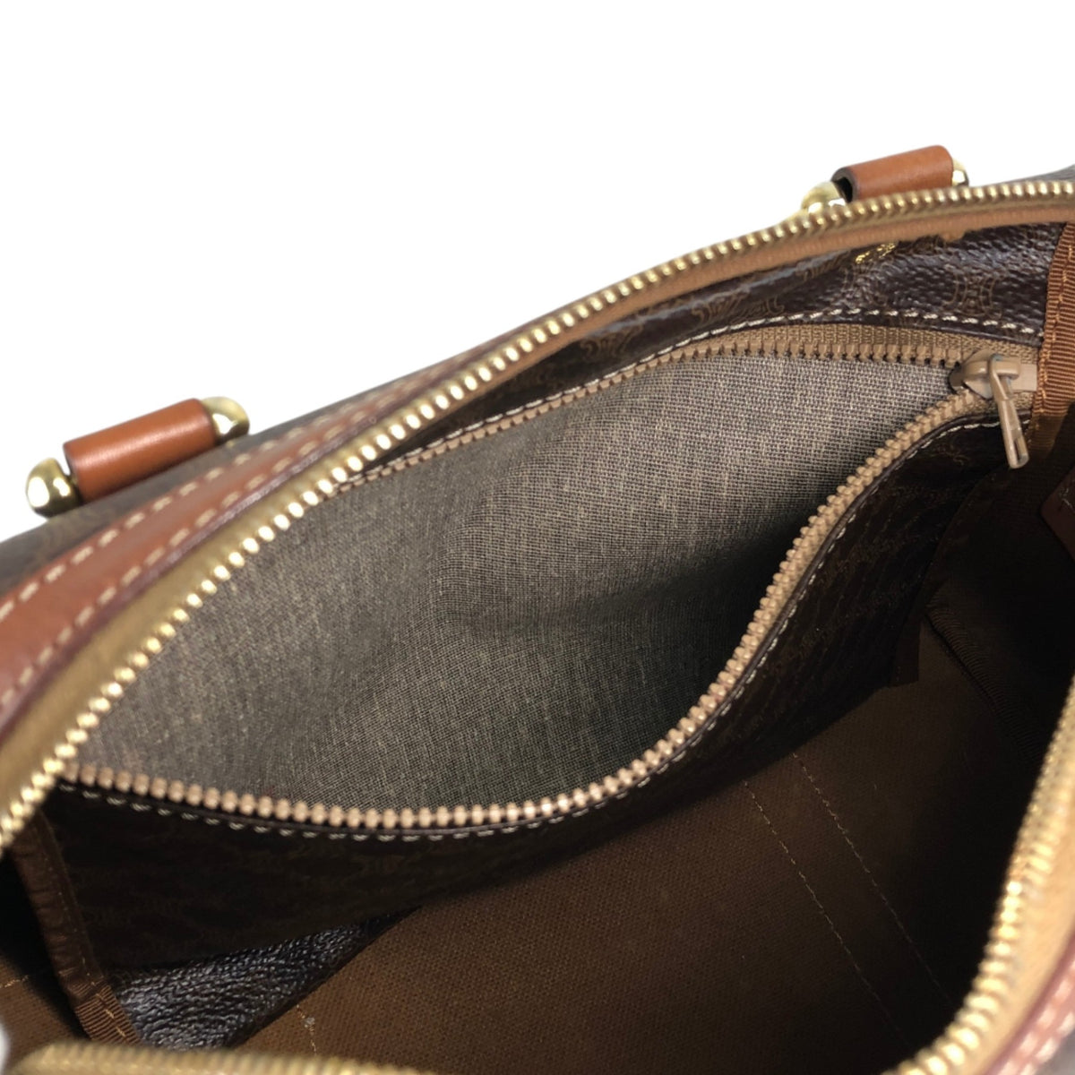 CELINE Macadam Blason Handbag Boston bag Brown Vintage sh72vd